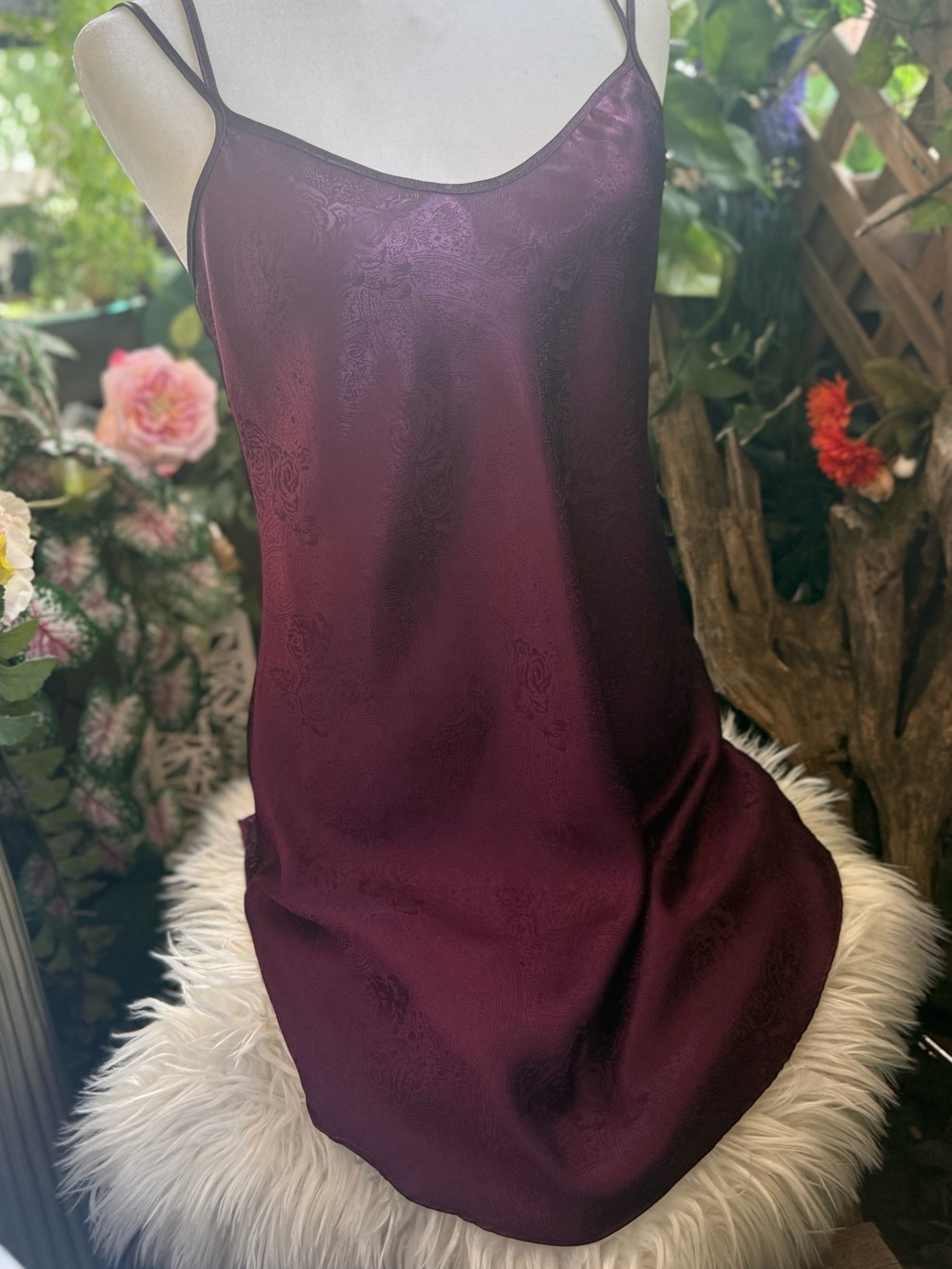 Vintage Silky Plum Slip Dress